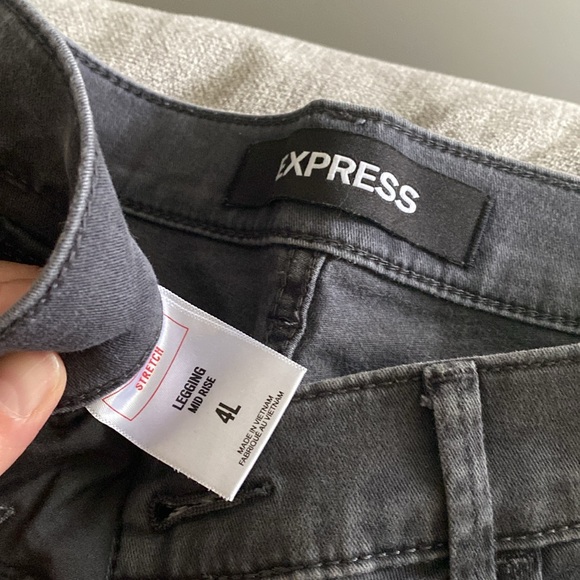 Express mid rise charcoal gray khaki leggings- 4long - Picture 2 of 4